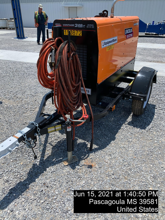 2021 Lincoln Electric Vantage 322 Vantage 322 Ready Pak 3 w/ Telematics & Decals, ORANGE (includes trailer, cable rack, fender light kit)