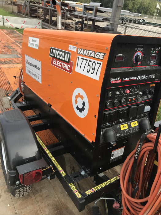 2021 Lincoln Electric Vantage 322 Vantage 322 Ready Pak 3 w/ Decals, ORANGE (includes trailer, cable rack, fender light kit) NO Telematics