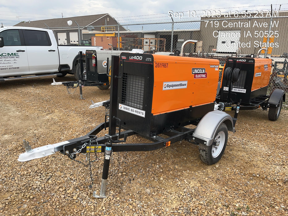 2022 Lincoln Electric LE400 Kubota V1505, Trlr, Cable Rack, Light Kit, ES Decals, T3