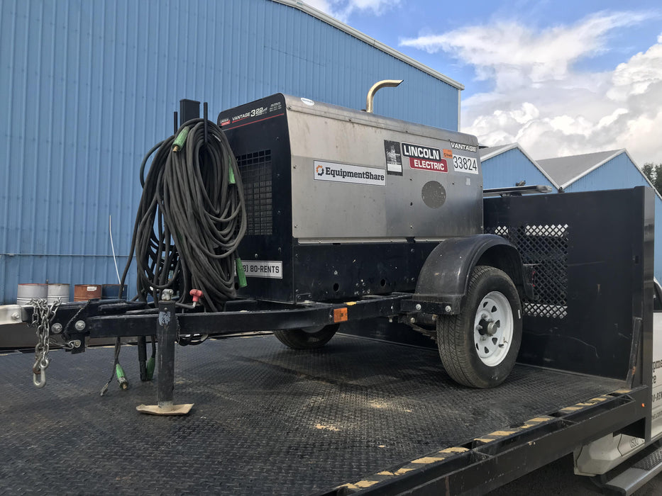 2019 Lincoln Electric Vantage 322 Welder Ready-Pak 3, Two wheel trailer, Fender and Light kit, Cable Rack