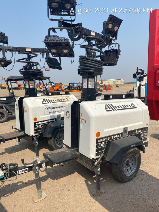 2019 Allmand Night-Lite Pro II Allmand Night-Lite Pro II Allmand Night-Lite Pro II 8 kW Light Tower w/Kubota Engine, LED Light Package