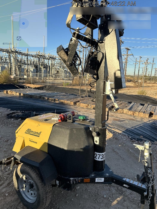 2022 Allmand NLV3GR (4) LED Light Fixture 350W, 23' Vertical Mast, 3kW Prime, Towable, ES Decals, T3