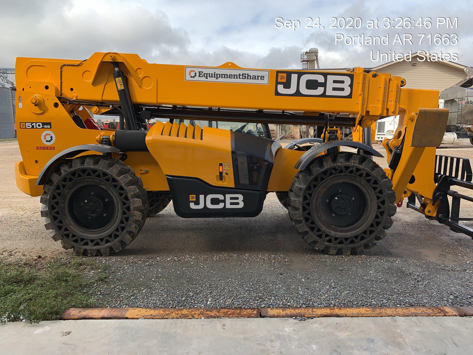 2020 JCB 510-56 Canopy, Solid Tires, Work Lights, Beacon, Aux Hydraulics, Back up Alarm, Lifting Eye, ES Decals