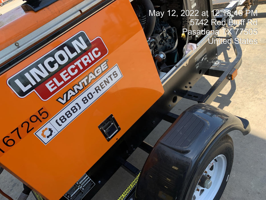 2021 Lincoln Electric Vantage 322 Vantage 322 Ready Pak 3 w/ Decals, ORANGE (includes trailer, cable rack, fender light kit) NO Telematics