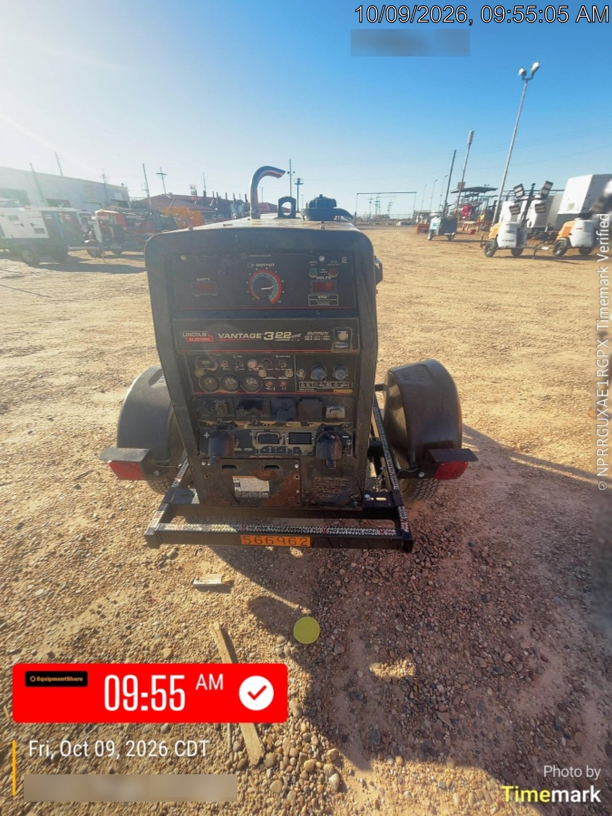2019 Lincoln Electric Vantage 322 Welder Ready-Pak 3, Two wheel trailer, Fender and Light kit, Cable Rack