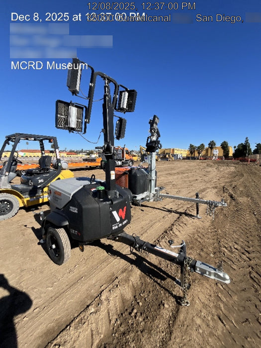 2024 Wacker Neuson LTT4 Diesel, Kohler KDW702, Deep Sea Controller, Auto Start, LED 320W, Bypass Outlet, T3