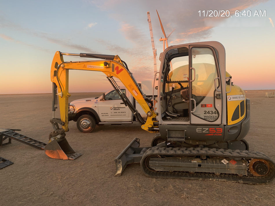 2019 Wacker Neuson EZ53 Wacker Neuson EZ53 Enclosed Cab, Rubber Tracks, Long Dipperstick, T4, VDS, Hydraulic Thumb