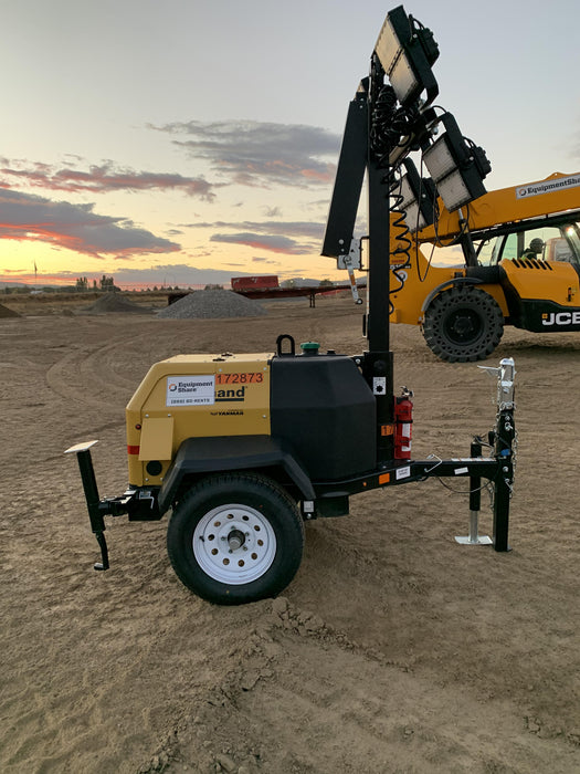 2021 Allmand NLV3GR (4) LED Light Fixture 350W, 23' Vertical Mast, 3kW Prime, Towable, Deep Sea L401, Leveling Jacks, Yanmar T4F 5.8hp