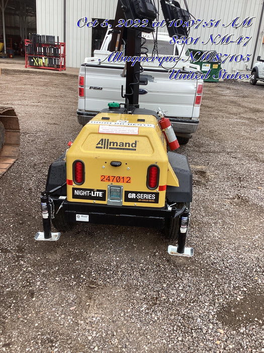 2022 Allmand NLV3GR (4) LED Light Fixture 350W, 23' Vertical Mast, 3kW Prime, Towable, ES Decals, T3