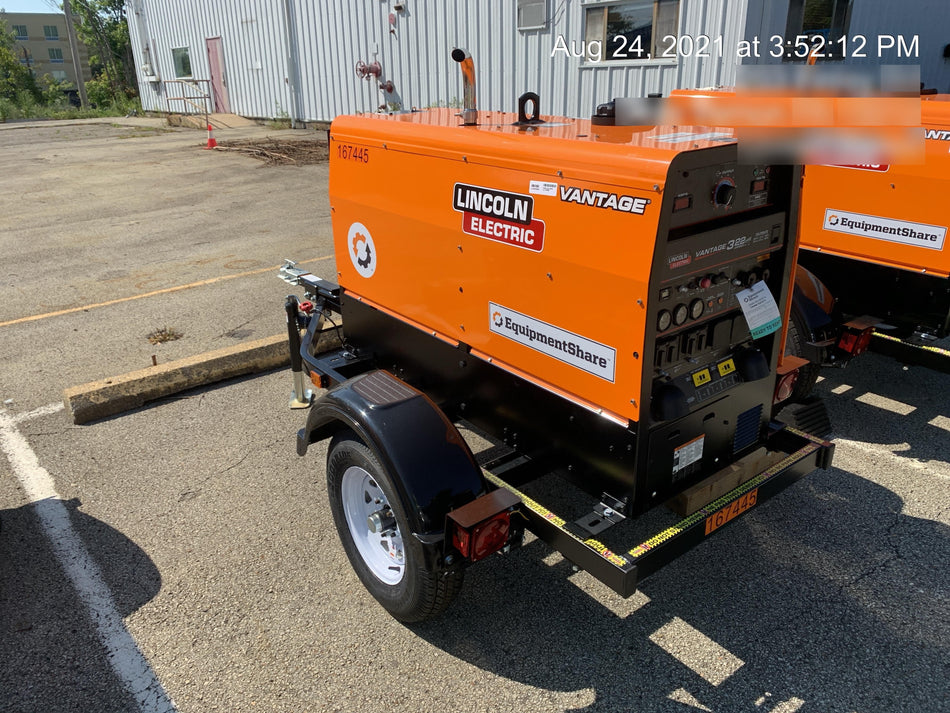 2021 Lincoln Electric Vantage 322 Vantage 322 Ready Pak 3 w/ Decals, ORANGE (includes trailer, cable rack, fender light kit) NO Telematics