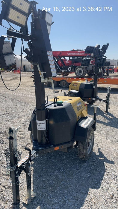 2022 Allmand NLV3GR (4) LED Light Fixture 350W, 23' Vertical Mast, 3kW Prime, Towable, Deep Sea L401, Leveling Jacks, Yanmar T4F 5.8hp