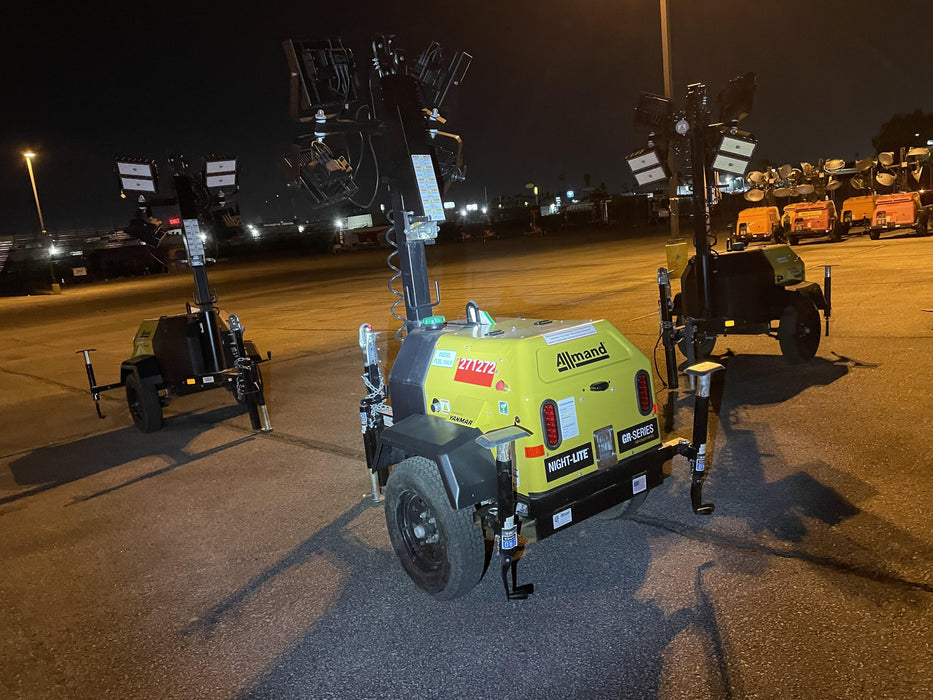 2022 Allmand NLV3GR (4) LED Light Fixture 350W, 23' Vertical Mast, 3kW Prime, Towable, ES Decals, T3