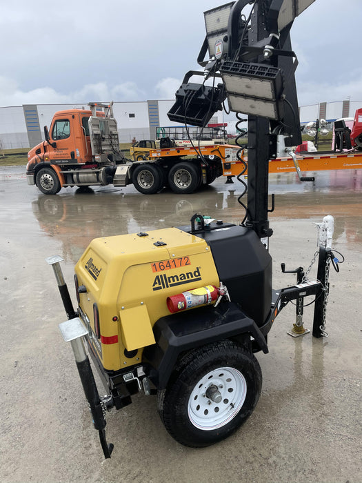 2021 Allmand NLV3GR (4) LED Light Fixture 350W, 23' Vertical Mast, 3kW Prime, Towable, Deep Sea L401, Leveling Jacks, Yanmar T4F 5.8hp