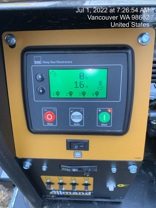 2022 Allmand NLV3GR (4) LED Light Fixture 350W, 23' Vertical Mast, 3kW Prime, Towable, Deep Sea L401, Leveling Jacks, Yanmar T4F 5.8hp