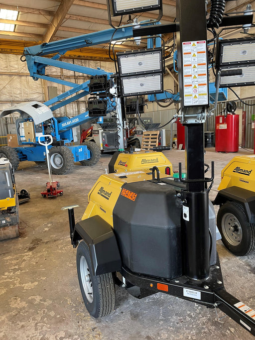 2022 Allmand NLV3GR (4) LED Light Fixture 350W, 23' Vertical Mast, 3kW Prime, Towable, ES Decals, T3