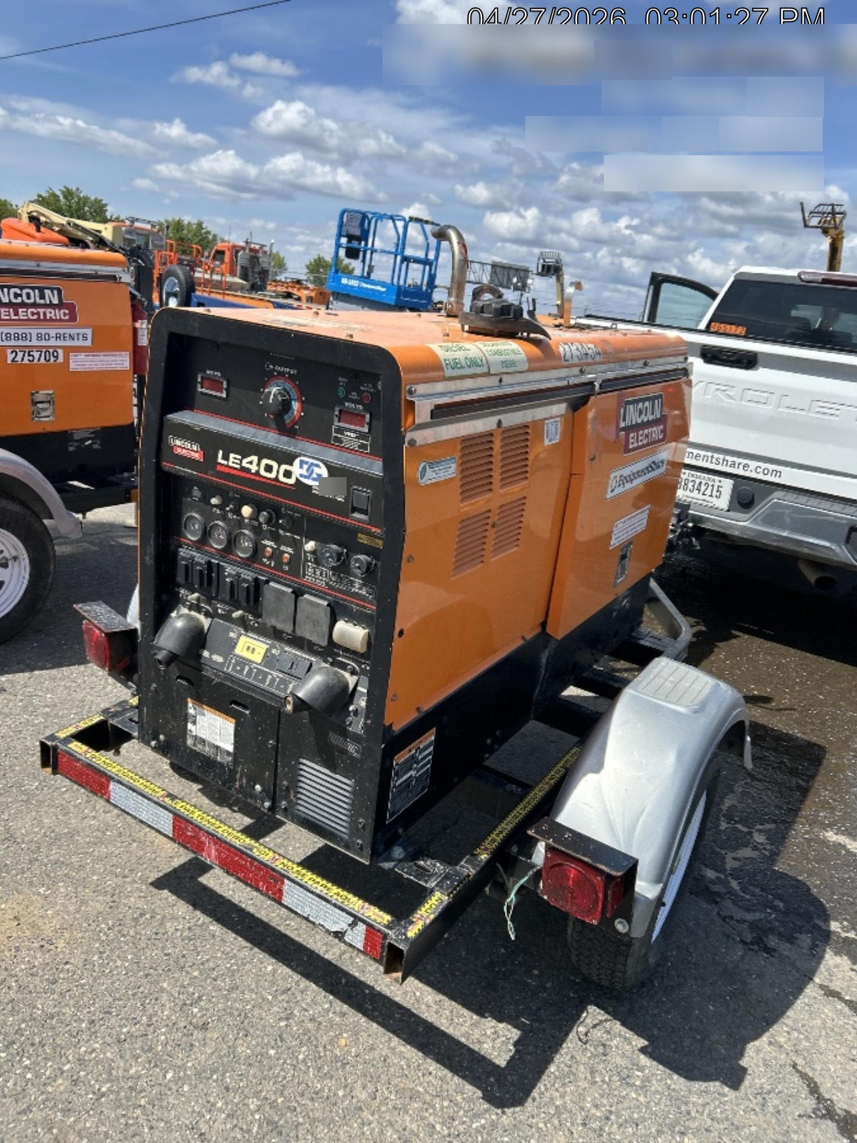 2022 Lincoln Electric LE400 Kubota V1505, Trlr, Cable Rack, Light Kit, ES Decals, T3