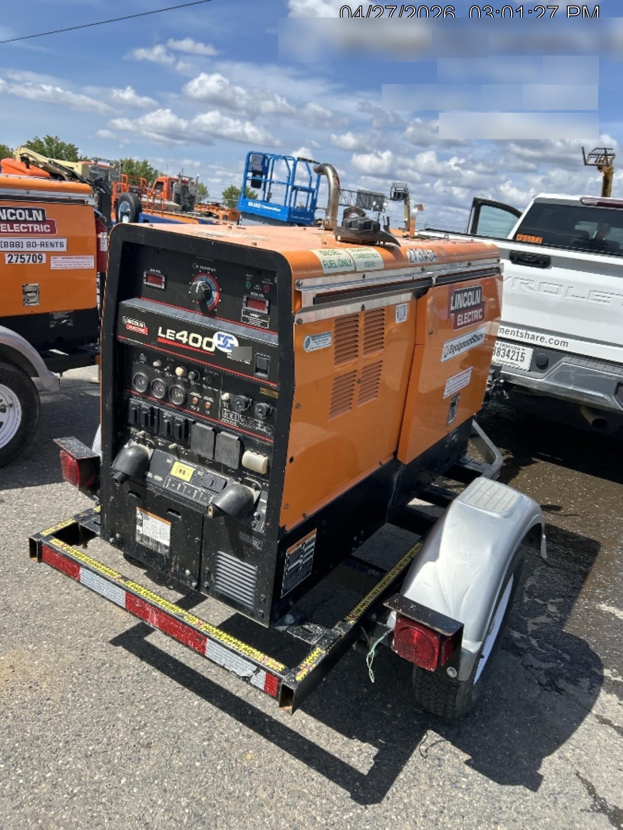 2022 Lincoln Electric LE400 Kubota V1505, Trlr, Cable Rack, Light Kit, ES Decals, T3