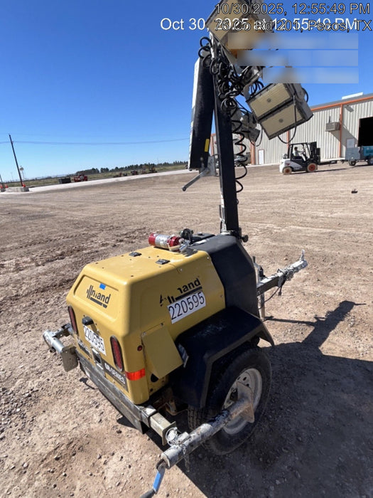 2022 Allmand NLV3GR (4) LED Light Fixture 350W, 23' Vertical Mast, 3kW Prime, Towable, Deep Sea L401, Leveling Jacks, Yanmar T4F 5.8hp