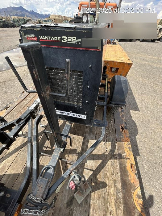 2019 Lincoln Electric Vantage 322 Welder Ready-Pak 3, Two wheel trailer, Fender and Light kit, Cable Rack