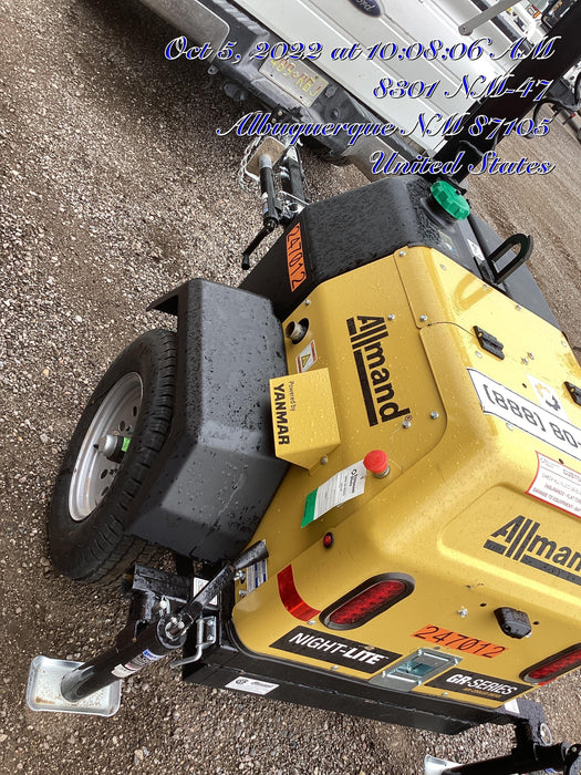 2022 Allmand NLV3GR (4) LED Light Fixture 350W, 23' Vertical Mast, 3kW Prime, Towable, ES Decals, T3