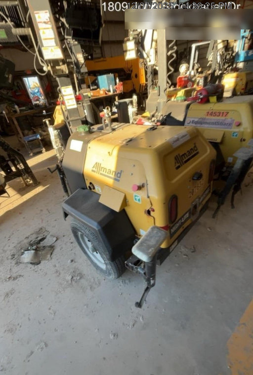 2022 Allmand NLV3GR (4) LED Light Fixture 350W, 23' Vertical Mast, 3kW Prime, Towable, Deep Sea L401, Leveling Jacks, Yanmar T4F 5.8hp