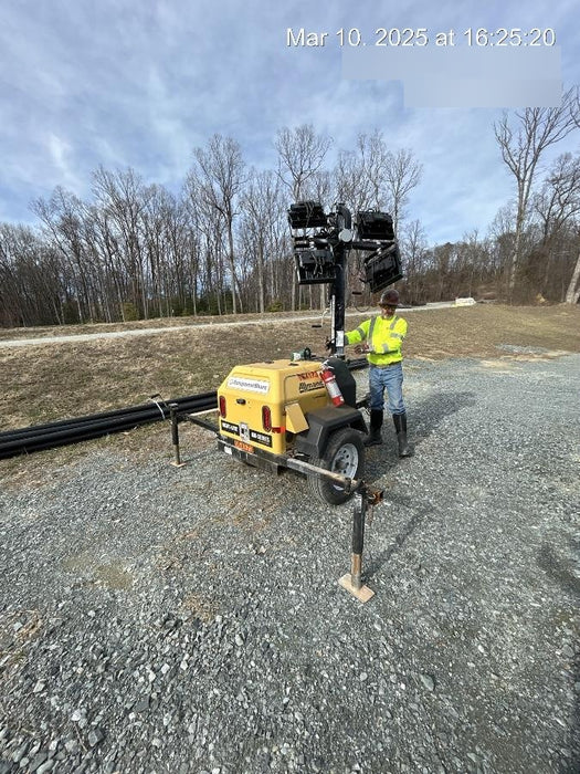 2021 Allmand NLV3GR (4) LED Light Fixture 350W, 23' Vertical Mast, 3kW Prime, Towable, Deep Sea L401, Leveling Jacks, Yanmar T4F 5.8hp