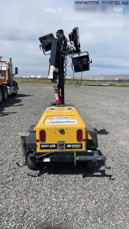 Allmand NLV3GR (4) LED Light Fixture 350W, 23' Vertical Mast, 3kW Prime, Towable, Deep Sea L401, Leveling Jacks, Yanmar T4F 5.8hp