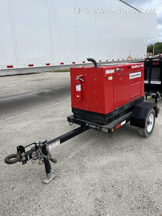 2023 Shindaiwa DGW400MDL Kubota D902 Engine, 23 HP, Dual Op Welder, Wire, Arc, Droop Stick, Tig, and CC Stick Functionality, Simulphase, 3 Phase and 1 Phase Gen Output, Single Axle NB Trlr, Slr Trckl Chrg 12V 12W, Fire Ext