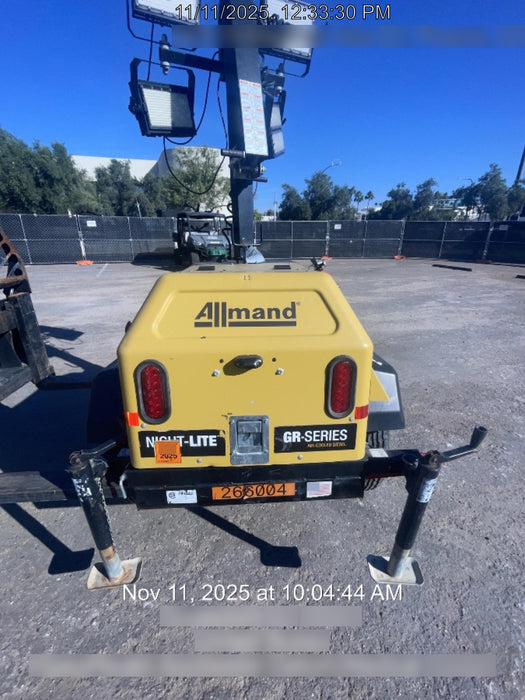 2022 Allmand NLV3GR (4) LED Light Fixture 350W, 23' Vertical Mast, 3kW Prime, Towable, ES Decals, T3