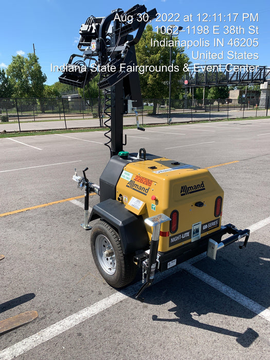 2022 Allmand NLV3GR (4) LED Light Fixture 350W, 23' Vertical Mast, 3kW Prime, Towable, Deep Sea L401, Leveling Jacks, Yanmar T4F 5.8hp