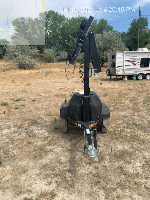 2021 Allmand NLV3GR (4) LED Light Fixture 350W, 23' Vertical Mast, 3kW Prime, Towable, Deep Sea L401, Leveling Jacks, Yanmar T4F 5.8hp