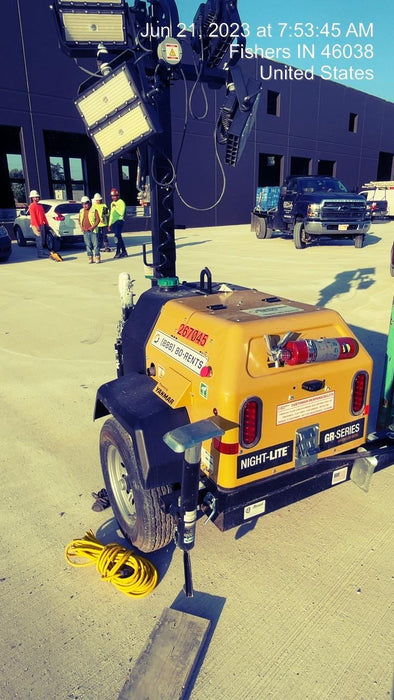 2022 Allmand NLV3GR (4) LED Light Fixture 350W, 23' Vertical Mast, 3kW Prime, Towable, ES Decals, T3