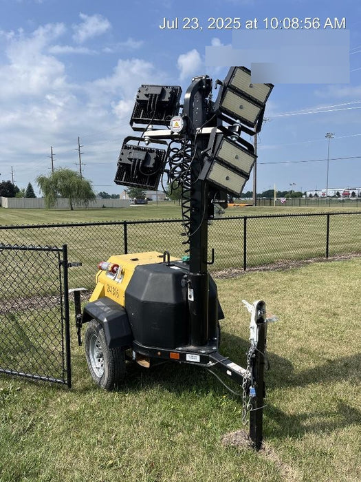 2022 Allmand NLV3GR (4) LED Light Fixture 350W, 23' Vertical Mast, 3kW Prime, Towable, Deep Sea L401, Leveling Jacks, Yanmar T4F 5.8hp