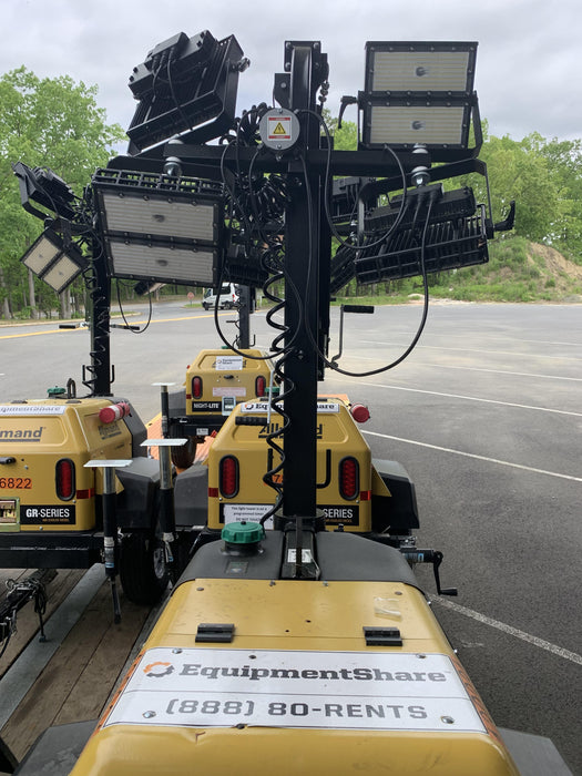 2021 Allmand NLV3GR (4) LED Light Fixture 350W, 23' Vertical Mast, 3kW Prime, Towable, Deep Sea L401, Leveling Jacks, Yanmar T4F 5.8hp