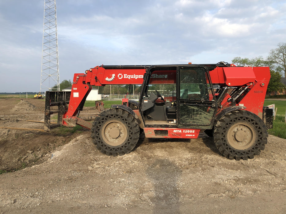 2020 Manitou MTA12055SER3 Cab/Heat/Air, Solid Tires, Amber Strobe, Lift Hook w/66" Carriage, 60" Forks