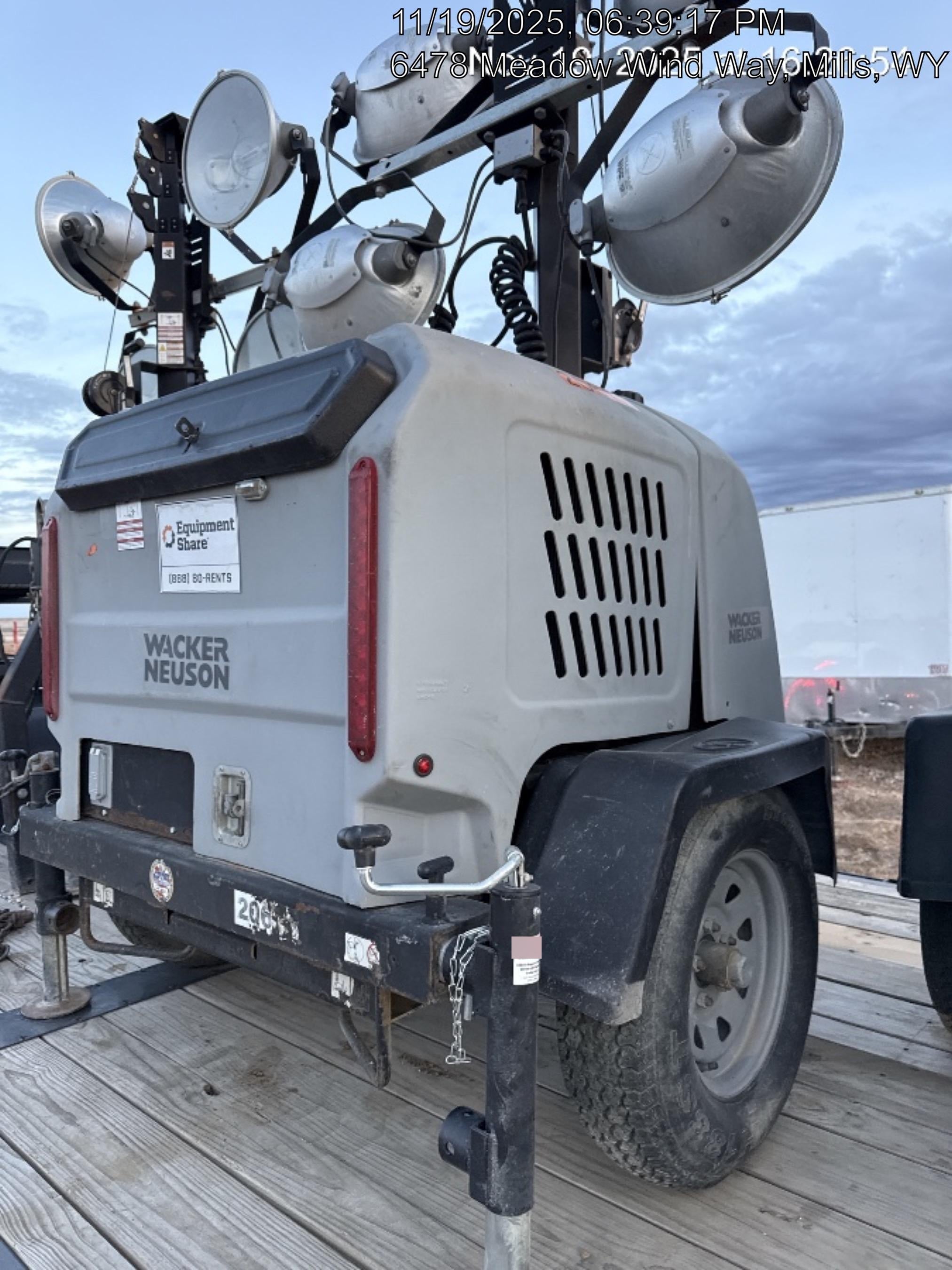 2018 Wacker Neuson LTV6L-MH Wacker Neuson LTV6L Mobile Light Tower w/Fuel Level Sensor Installed