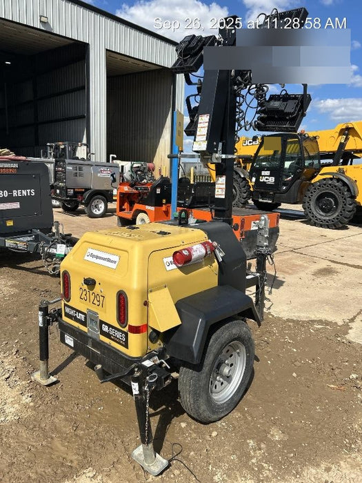 2022 Allmand NLV3GR (4) LED Light Fixture 350W, 23' Vertical Mast, 3kW Prime, Towable, Deep Sea L401, Leveling Jacks, Yanmar T4F 5.8hp