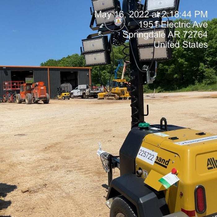 2022 Allmand NLV3GR (4) LED Light Fixture 350W, 23' Vertical Mast, 3kW Prime, Towable, Deep Sea L401, Leveling Jacks, Yanmar T4F 5.8hp