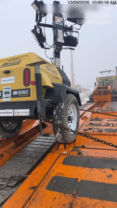 2021 Allmand NLV3GR (4) LED Light Fixture 350W, 23' Vertical Mast, 3kW Prime, Towable, Deep Sea L401, Leveling Jacks, Yanmar T4F 5.8hp