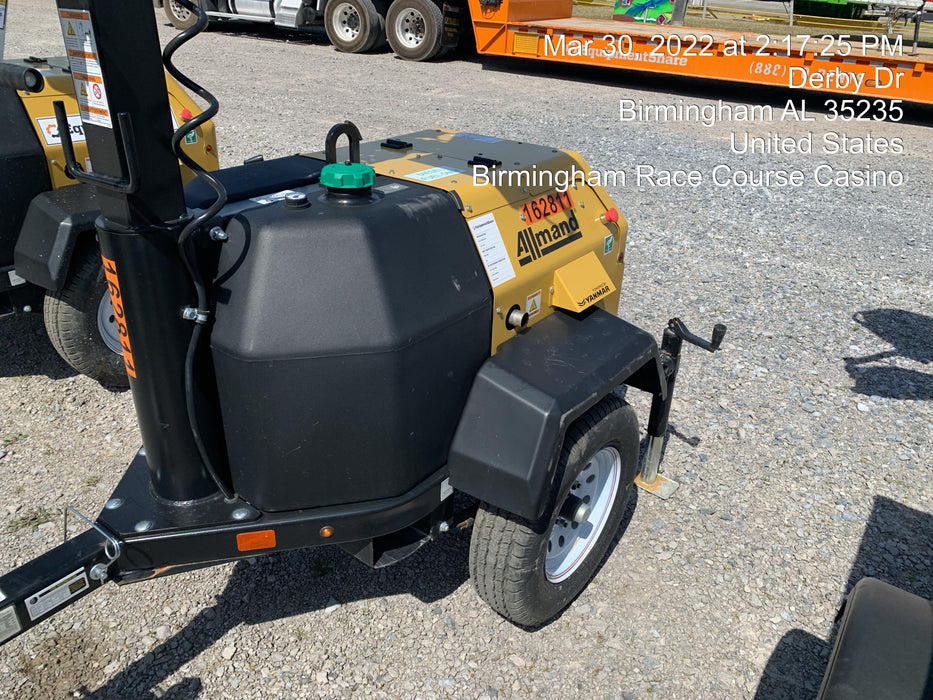 2021 Allmand NLV3GR (4) LED Light Fixture 350W, 23' Vertical Mast, 3kW Prime, Towable, Deep Sea L401, Leveling Jacks, Yanmar T4F 5.8hp