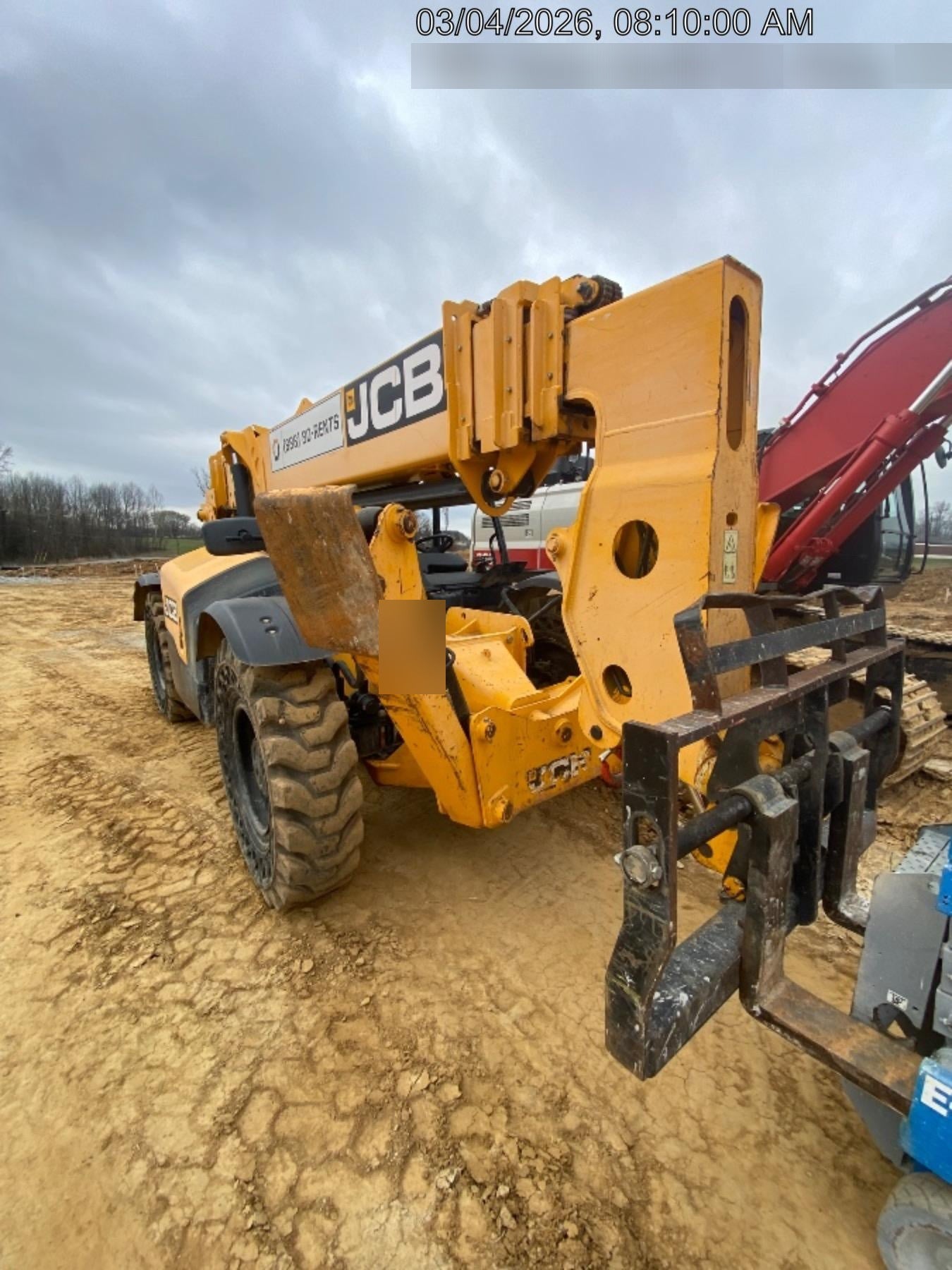 2019 JCB 512-56 109 HP w/Open ROPS, Beacon, Aux Hydraulics, Worklights, Solid Tires 60" Carriage/Forks