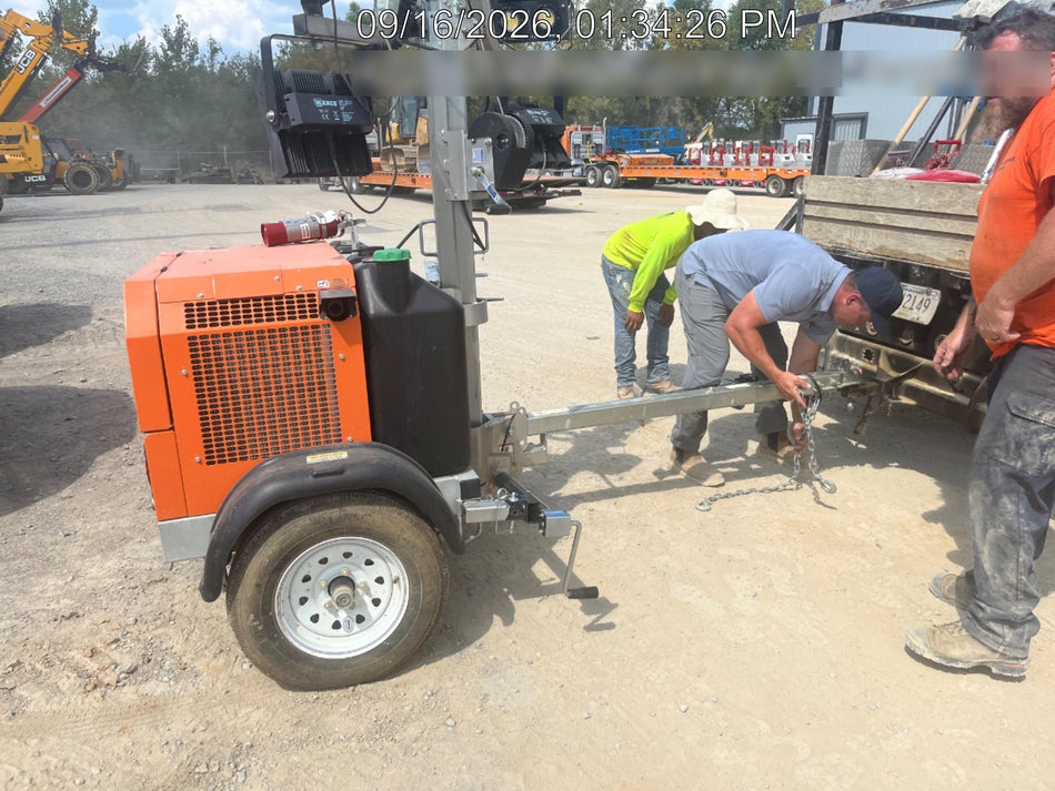 2021 Allmand NLV3GR (4) LED Light Fixture 350W, 23' Vertical Mast, 3kW Prime, Towable, Deep Sea L401, Leveling Jacks, Yanmar T4F 5.8hp
