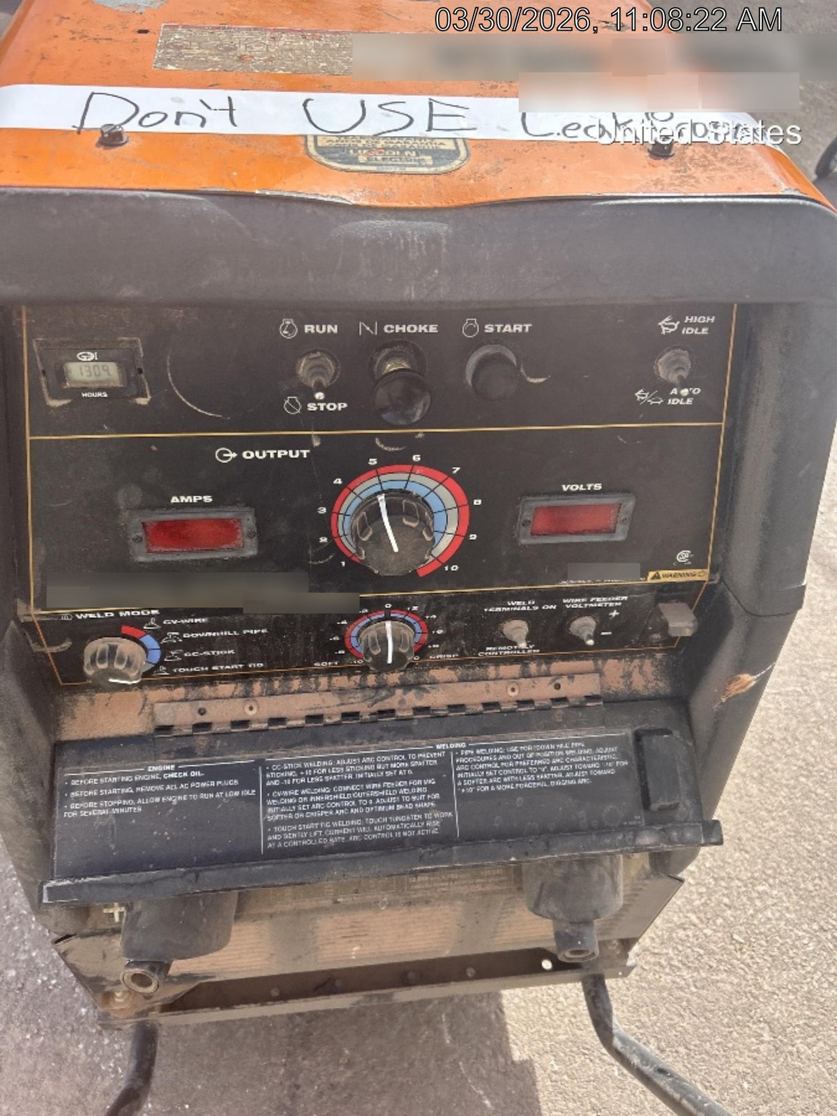 2020 Lincoln Electric Ranger 305 LPG Kohler Engine, One-Pak