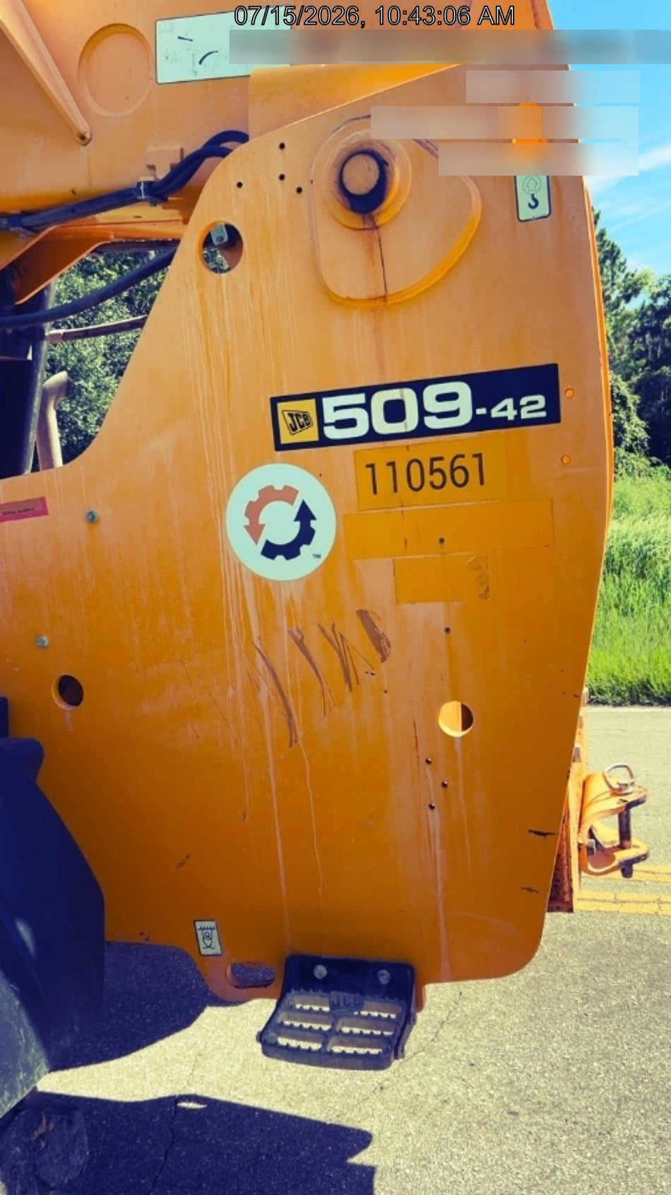 2020 JCB 509-42 Cab/Heat/Air, Solid Tires, Work Lights, Beacon, Aux Hydraulics, Back up Alarm, Lifting Eye, ES Decals