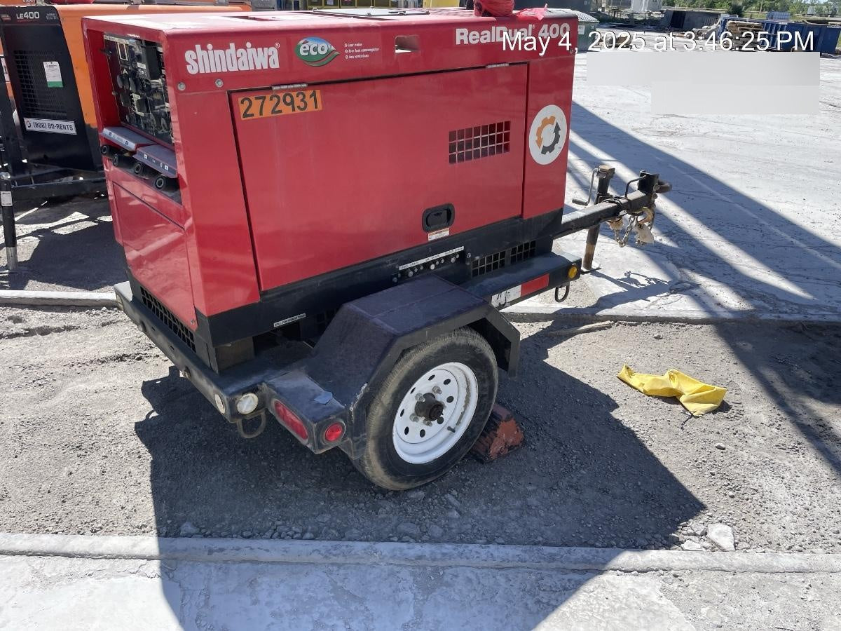 2022 Shindaiwa DGW400MDL Kubota D902 Engine, 23 HP, Dual Op Welder, Wire, Arc, Droop Stick, Tig, and CC Stick Functionality, Simulphase, 3 Phase and 1 Phase Gen Output, Single Axle NB Trlr, Slr Trckl Chrg 12V 12W, Fire Ext