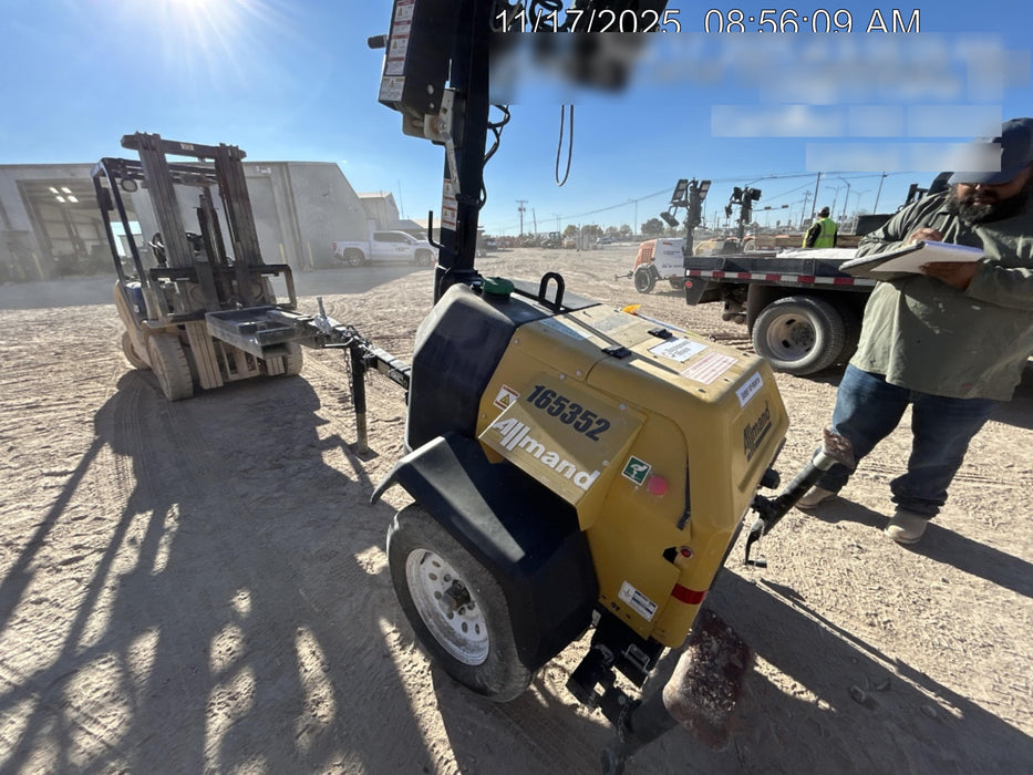 2021 Allmand NLV3GR (4) LED Light Fixture 350W, 23' Vertical Mast, 3kW Prime, Towable, Deep Sea L401, Leveling Jacks, Yanmar T4F 5.8hp