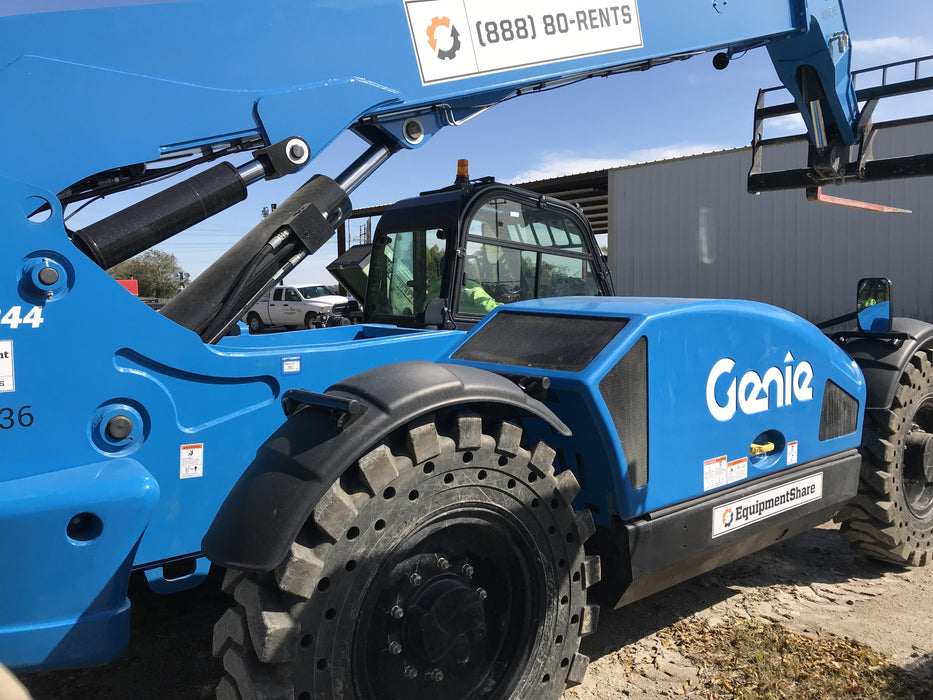 2019 Genie GTH-844 Cab/Heat/AC, Solid RT Tires, LED Work Lights, Beacon 60" QA Carriage, 48" Forks