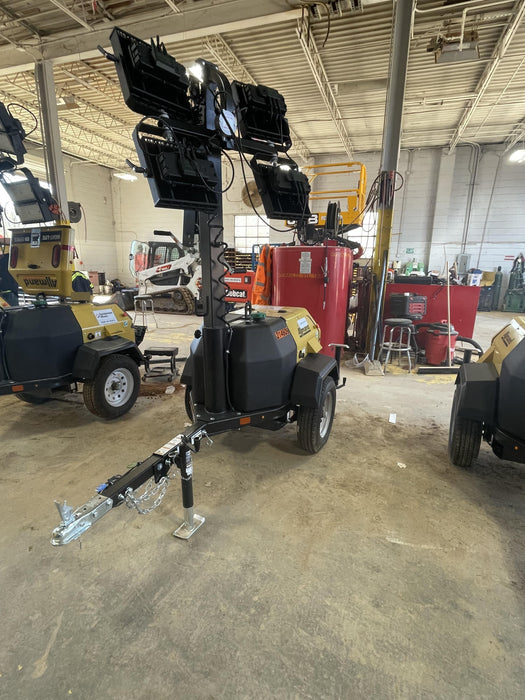 2022 Allmand NLV3GR (4) LED Light Fixture 350W, 23' Vertical Mast, 3kW Prime, Towable, Deep Sea L401, Leveling Jacks, Yanmar T4F 5.8hp