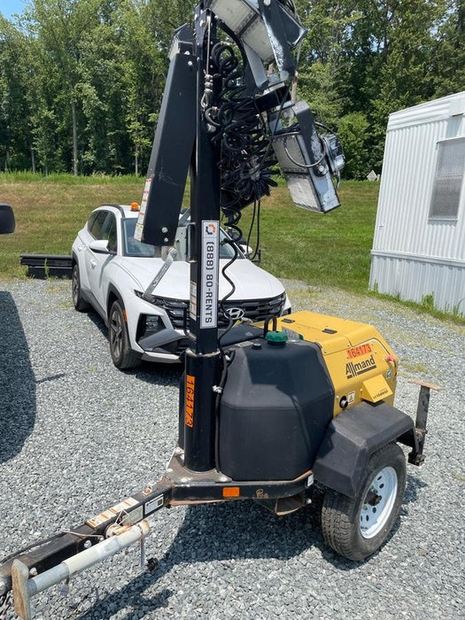 2021 Allmand NLV3GR (4) LED Light Fixture 350W, 23' Vertical Mast, 3kW Prime, Towable, Deep Sea L401, Leveling Jacks, Yanmar T4F 5.8hp