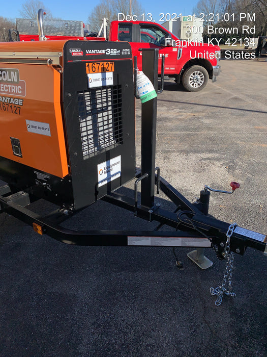 2021 Lincoln Electric Vantage 322 Vantage 322 Ready Pak 3 w/ Decals, ORANGE (includes trailer, cable rack, fender light kit) NO Telematics